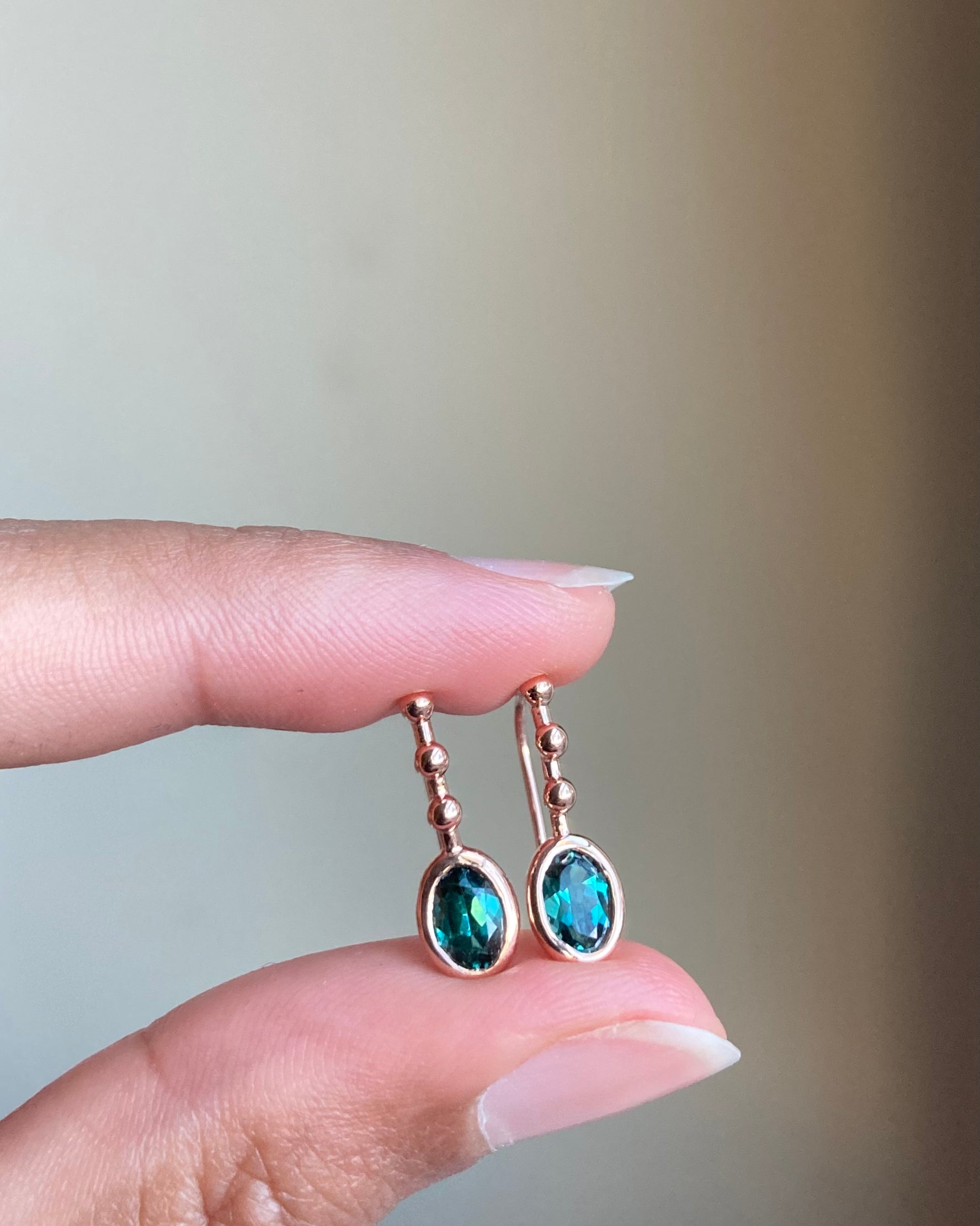 18k Indicolite Tourmaline Riviera Drops