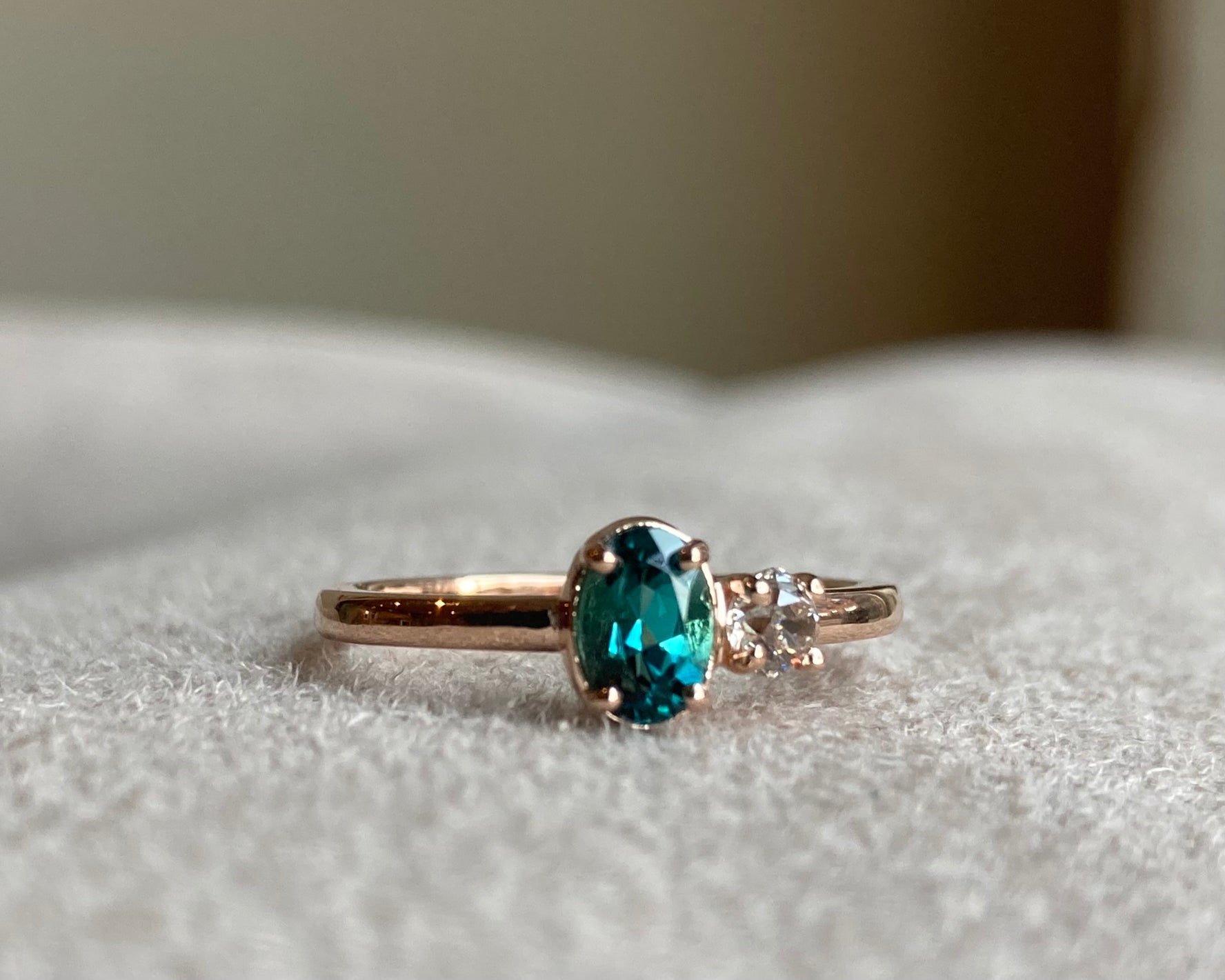 18k Indicolite Tourmaline and Diamond Ring