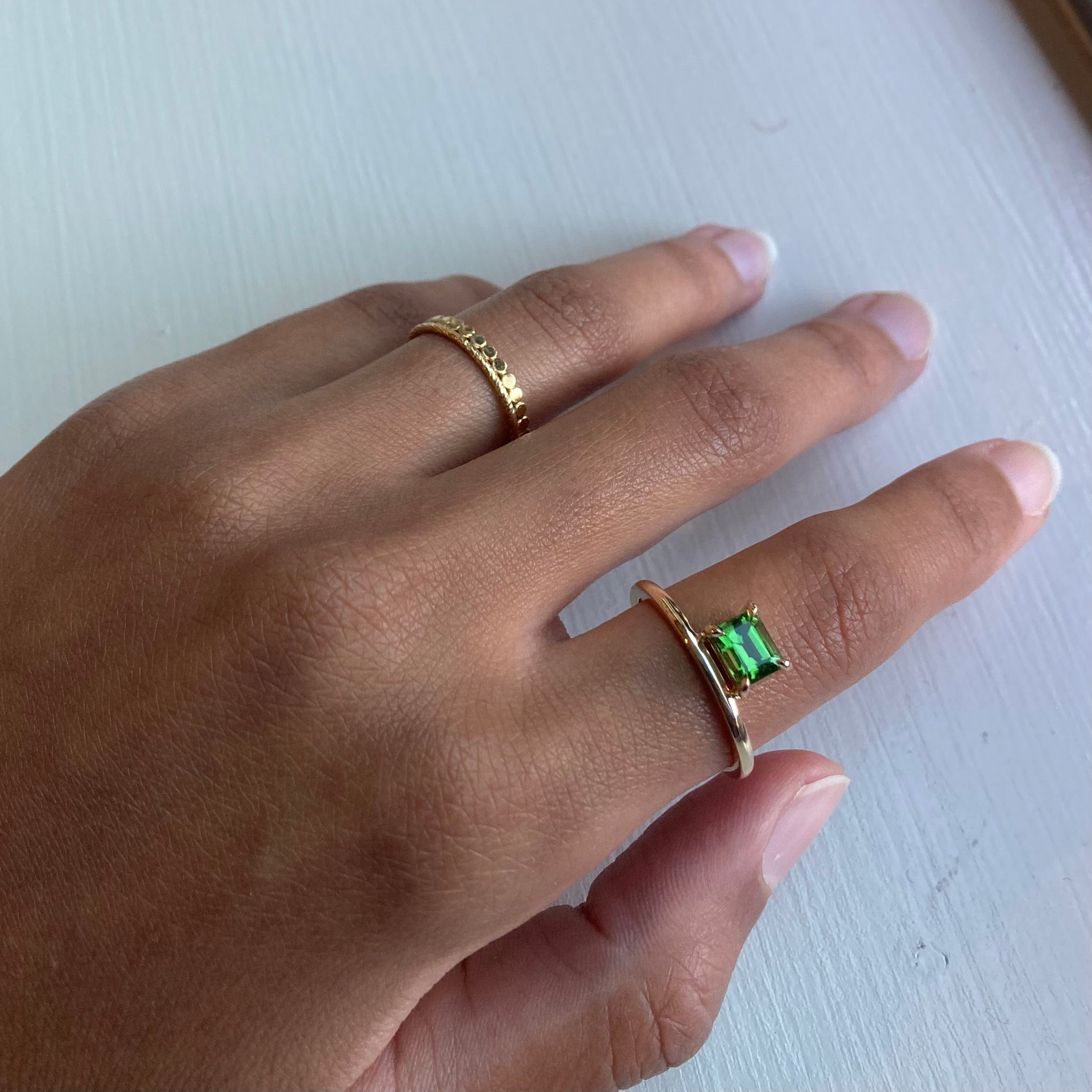 14k Bamboo Green Tourmaline Ring