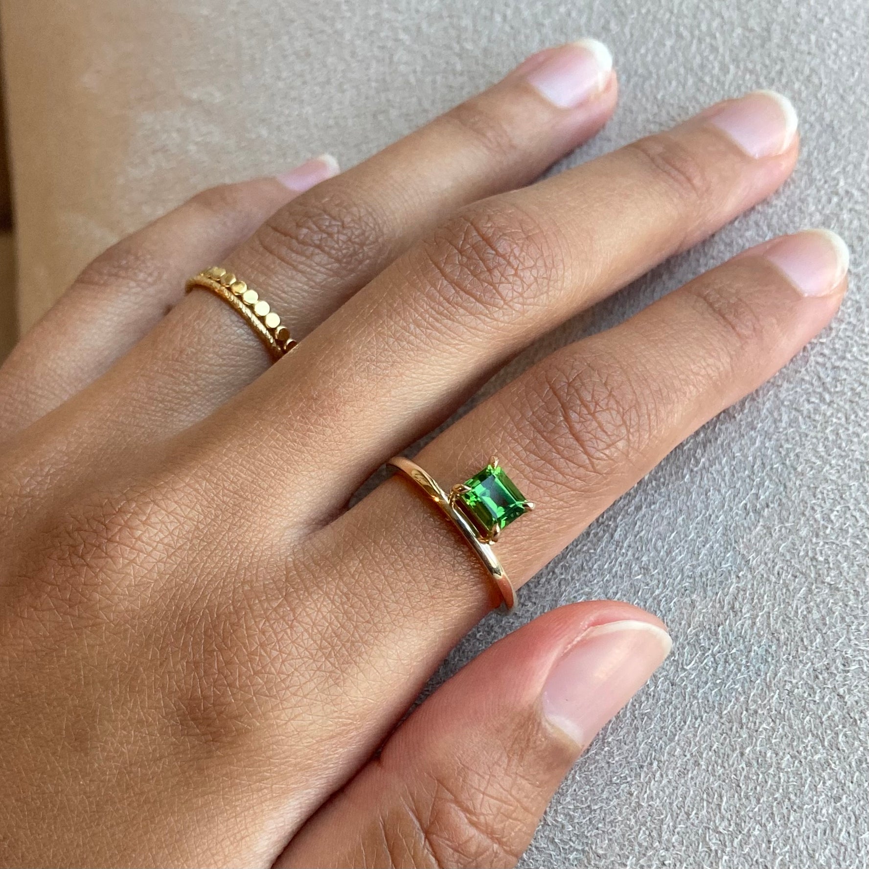 14k Bamboo Green Tourmaline Ring