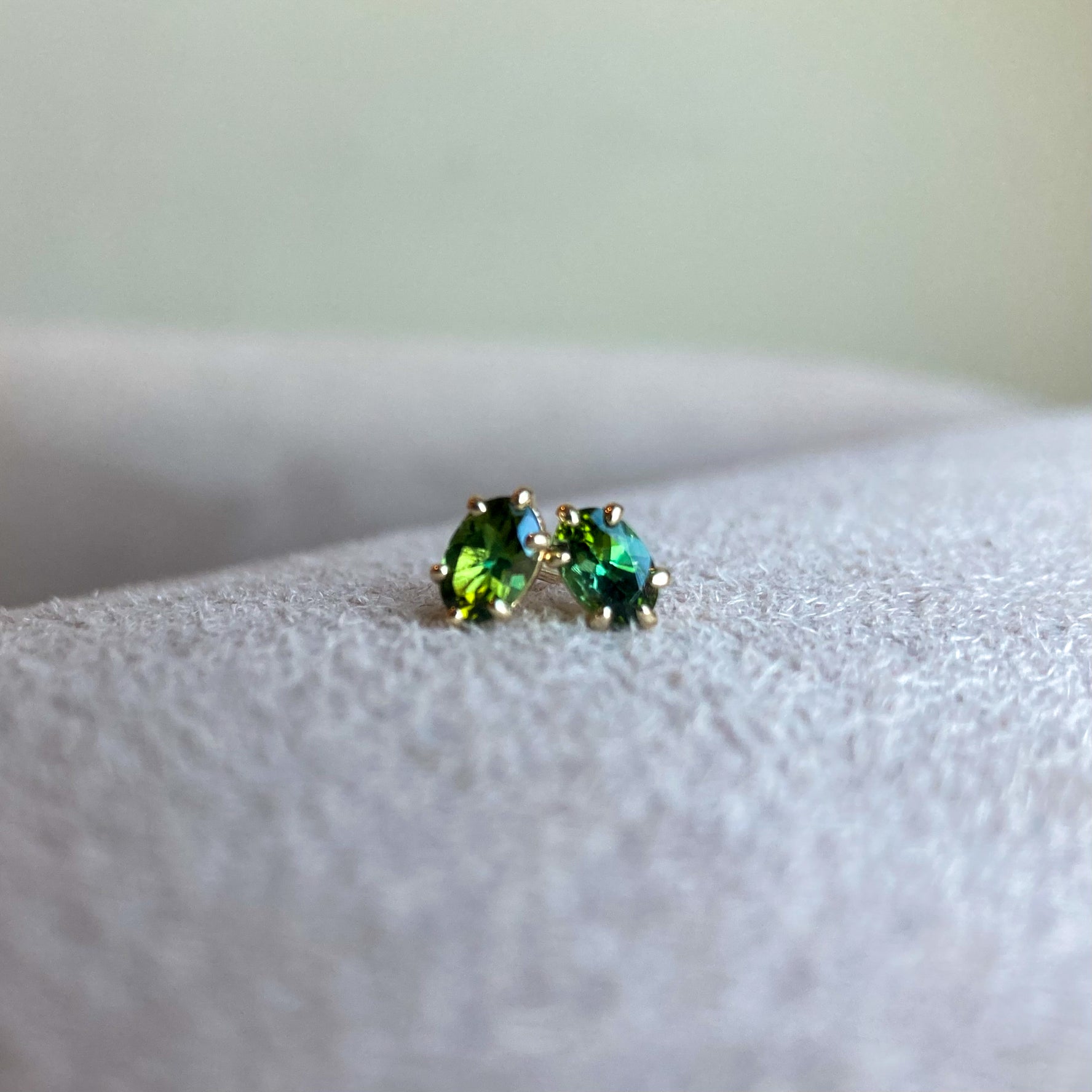 14k Green Tourmaline Studs