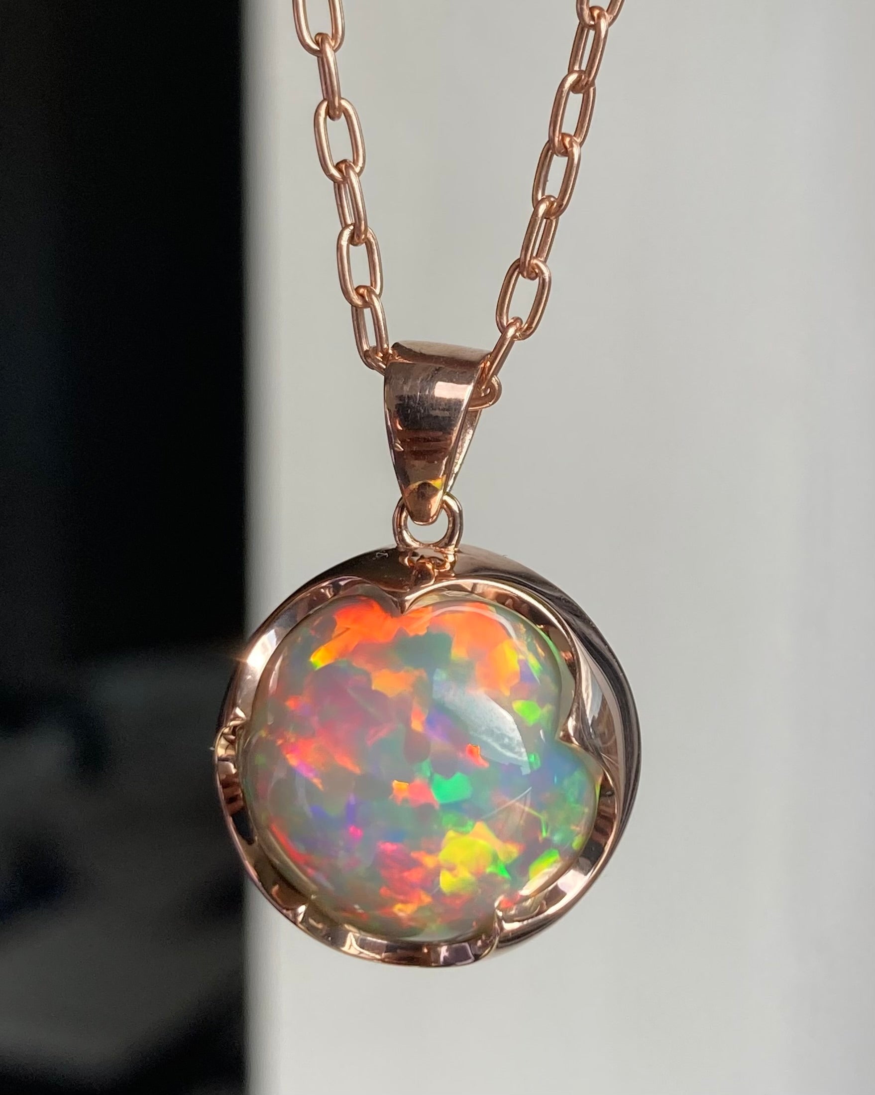 Rosebud - 18k Rose Gold Opal Pendant