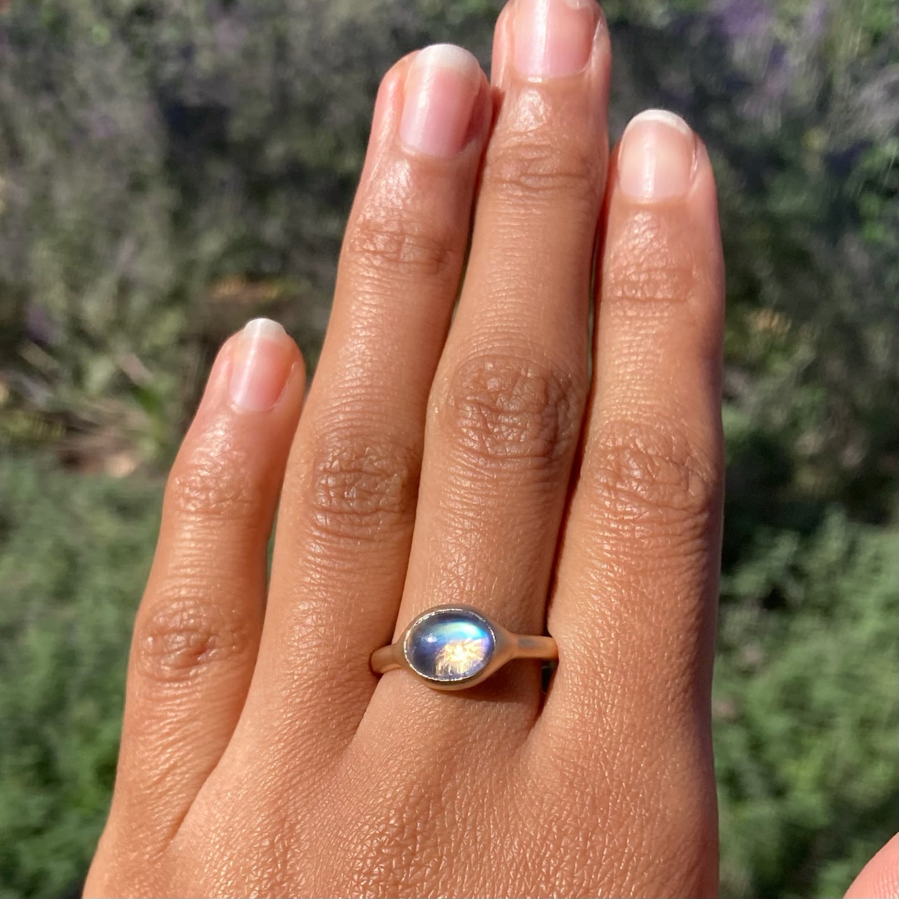 14k Matte Moonstone Ring