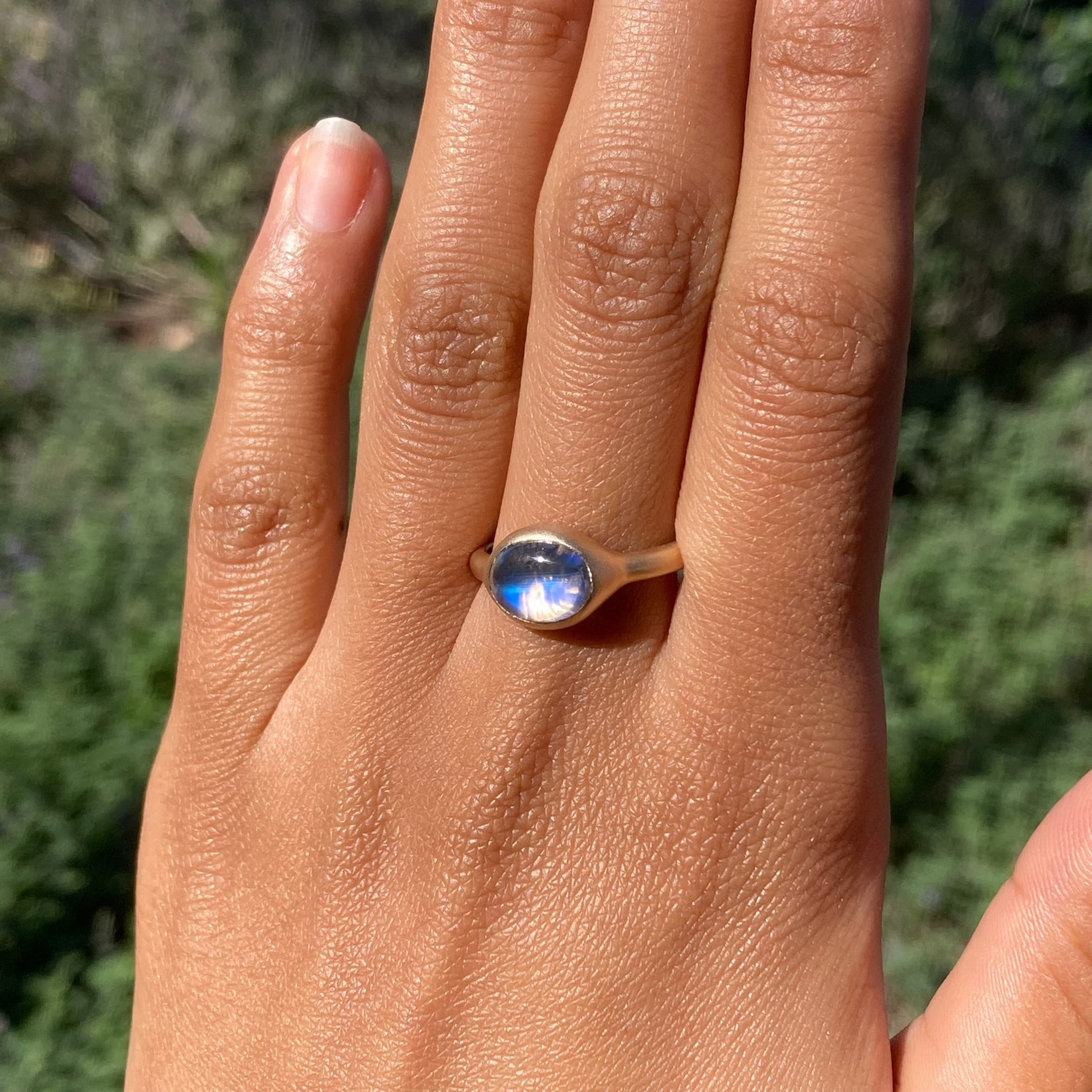 14k Matte Moonstone Ring