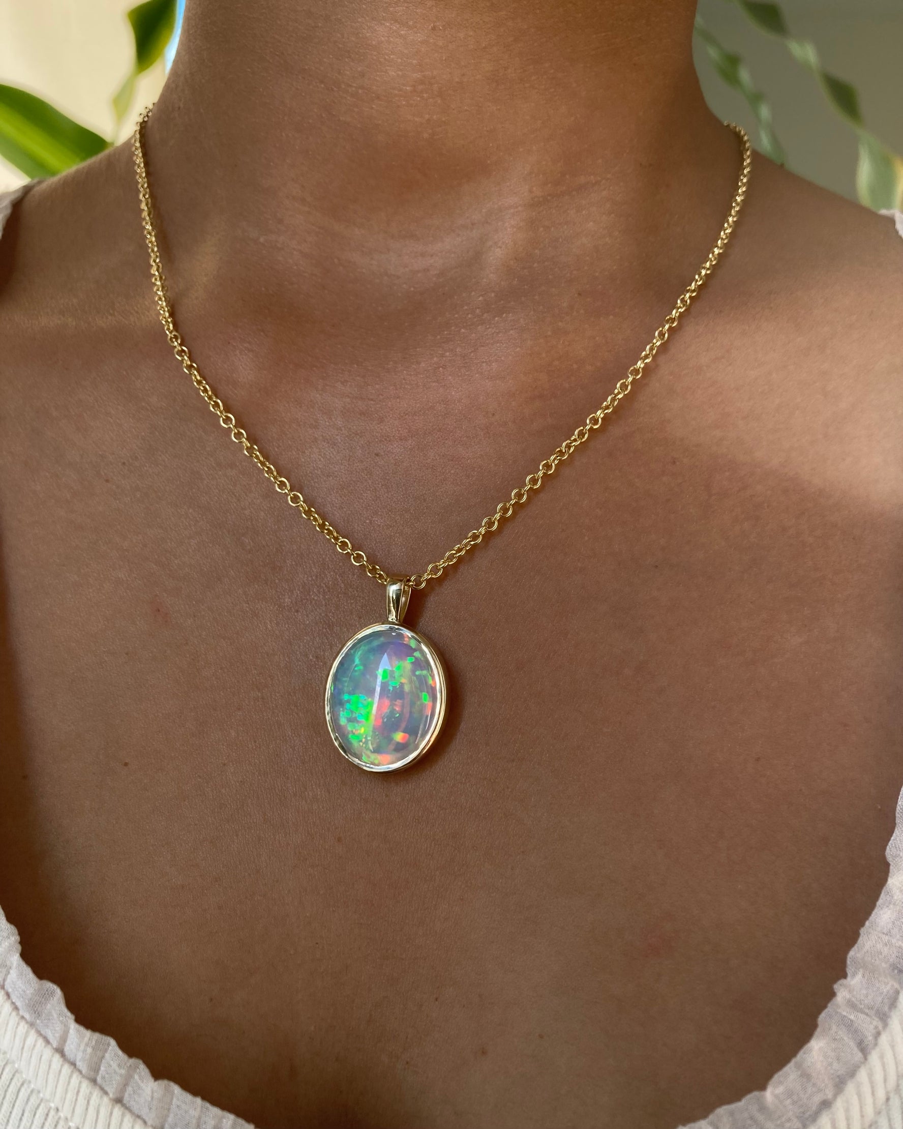 14k Neon Jelly Opal Pendant